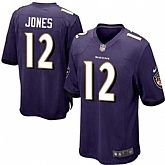Nike Men & Women & Youth Ravens #12 Jones Purple Team Color Game Jersey,baseball caps,new era cap wholesale,wholesale hats